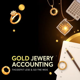 A promotional banner for a gold jewelry accounting firm, featuring elegant and luxurious design elements