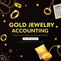 A promotional banner for a gold jewelry accounting firm, featuring elegant and luxurious design elements