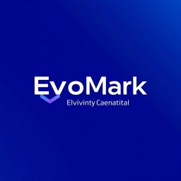 An abstract logo design for a brand named "EvoMark" with the slogan "Evolving Creativity"