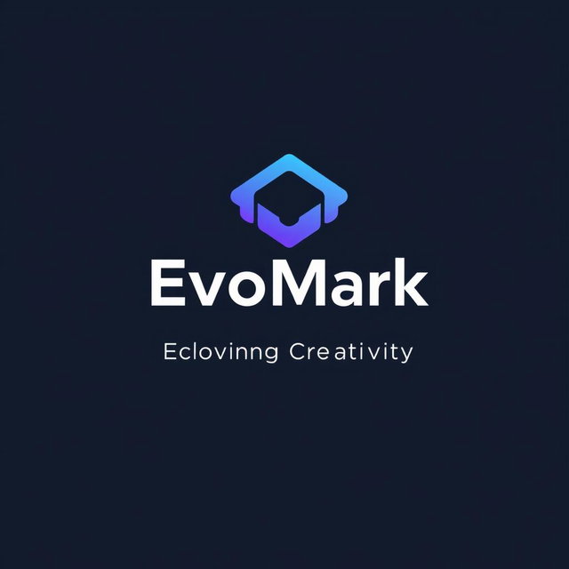 An abstract logo design for a brand named "EvoMark" with the slogan "Evolving Creativity"