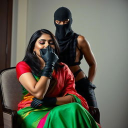 Two sexy Indian women, Sara and Tara, in a dramatic scene