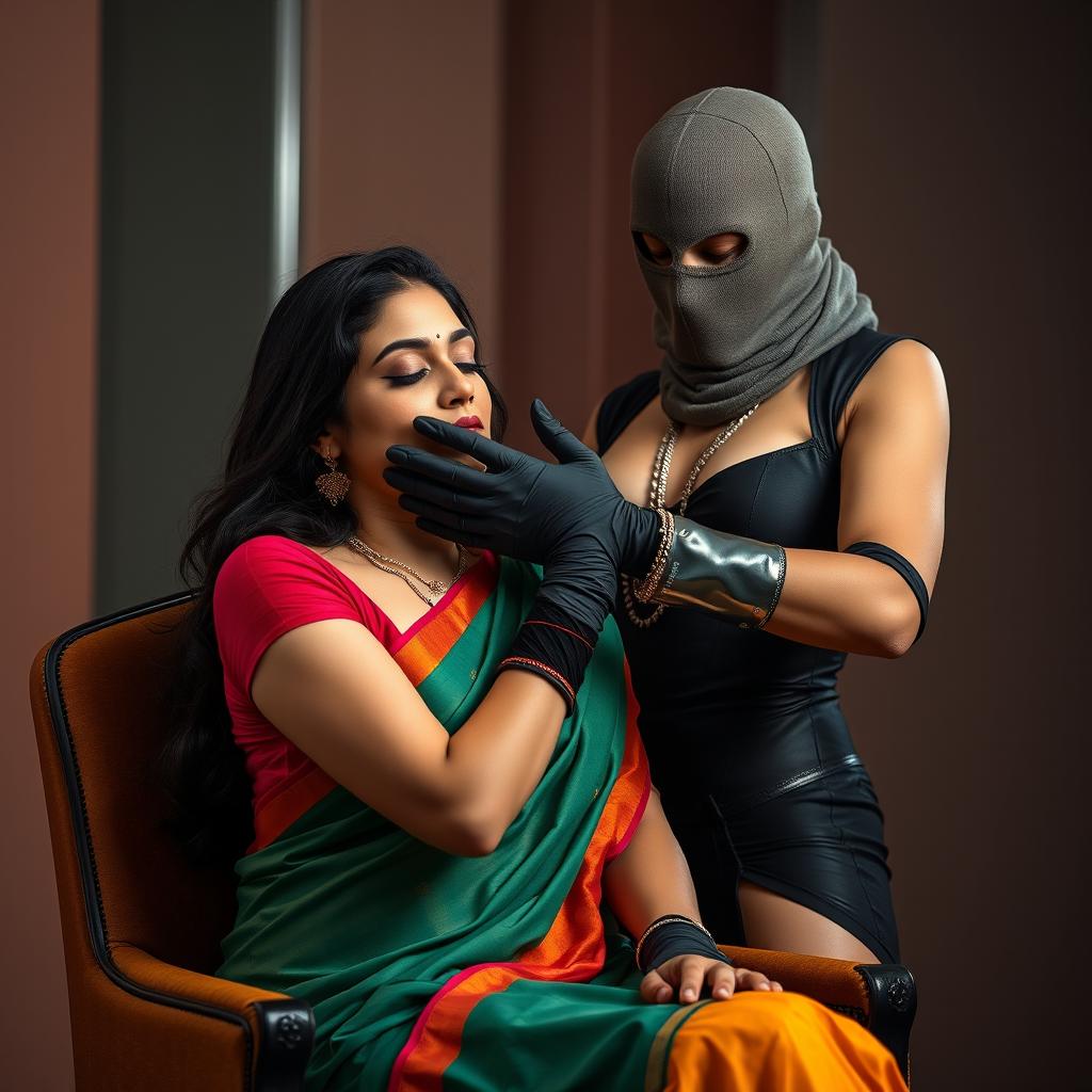 Two sexy Indian women, Sara and Tara, in a dramatic scene