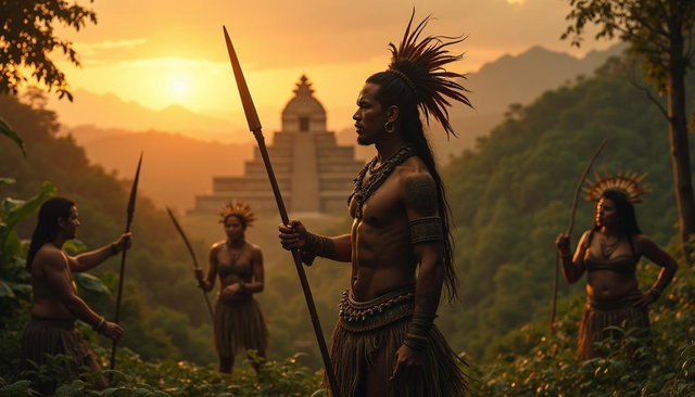 A dramatic and intense scene inspired by the film 'Apocalypto' showcasing a Mesoamerican civilization at the height of its power