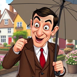 A cartoon style illustration of a comical man resembling Mr