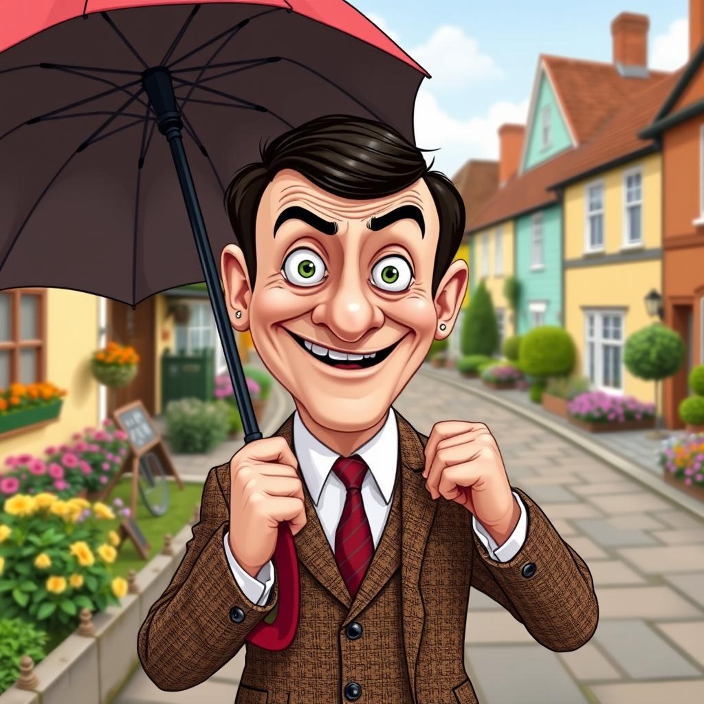A cartoon style illustration of a comical man resembling Mr