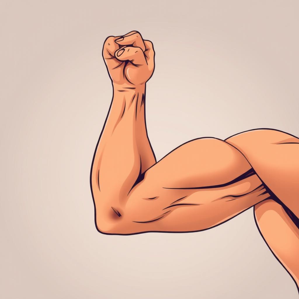 A close-up illustration of a pair of strong, muscular arms, flexing in a powerful pose