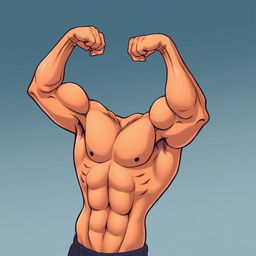 A close-up illustration of a pair of strong, muscular arms, flexing in a powerful pose