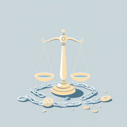 A simple illustration depicting the themes of law, corruption, asset recovery