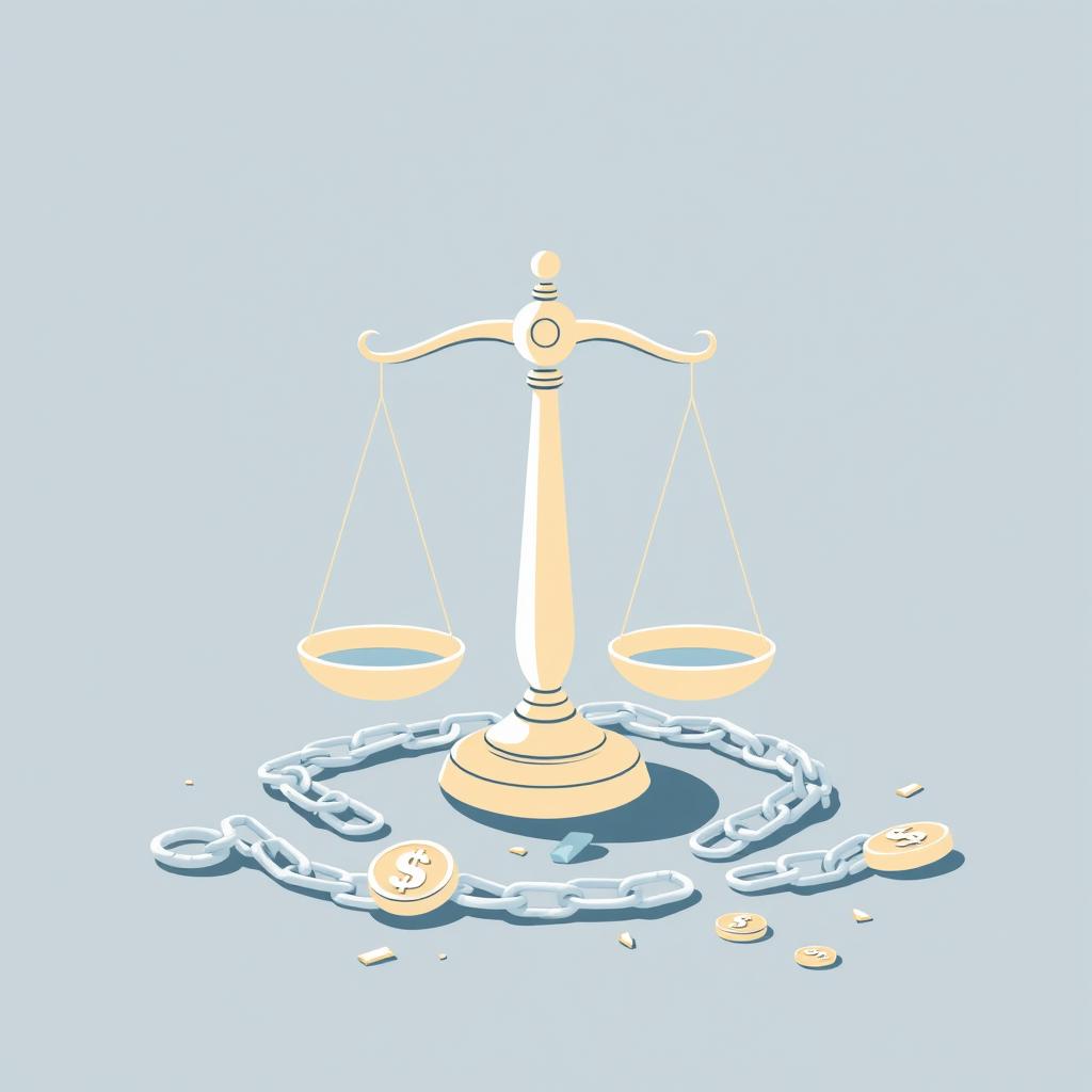 A simple illustration depicting the themes of law, corruption, asset recovery