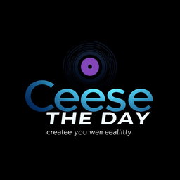 A modern, dark, and bold logo for 'Ceese The Day', incorporating the symbol for 'create your own reality'