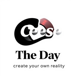 A modern, dark, and bold logo for 'Ceese The Day', incorporating the symbol for 'create your own reality'