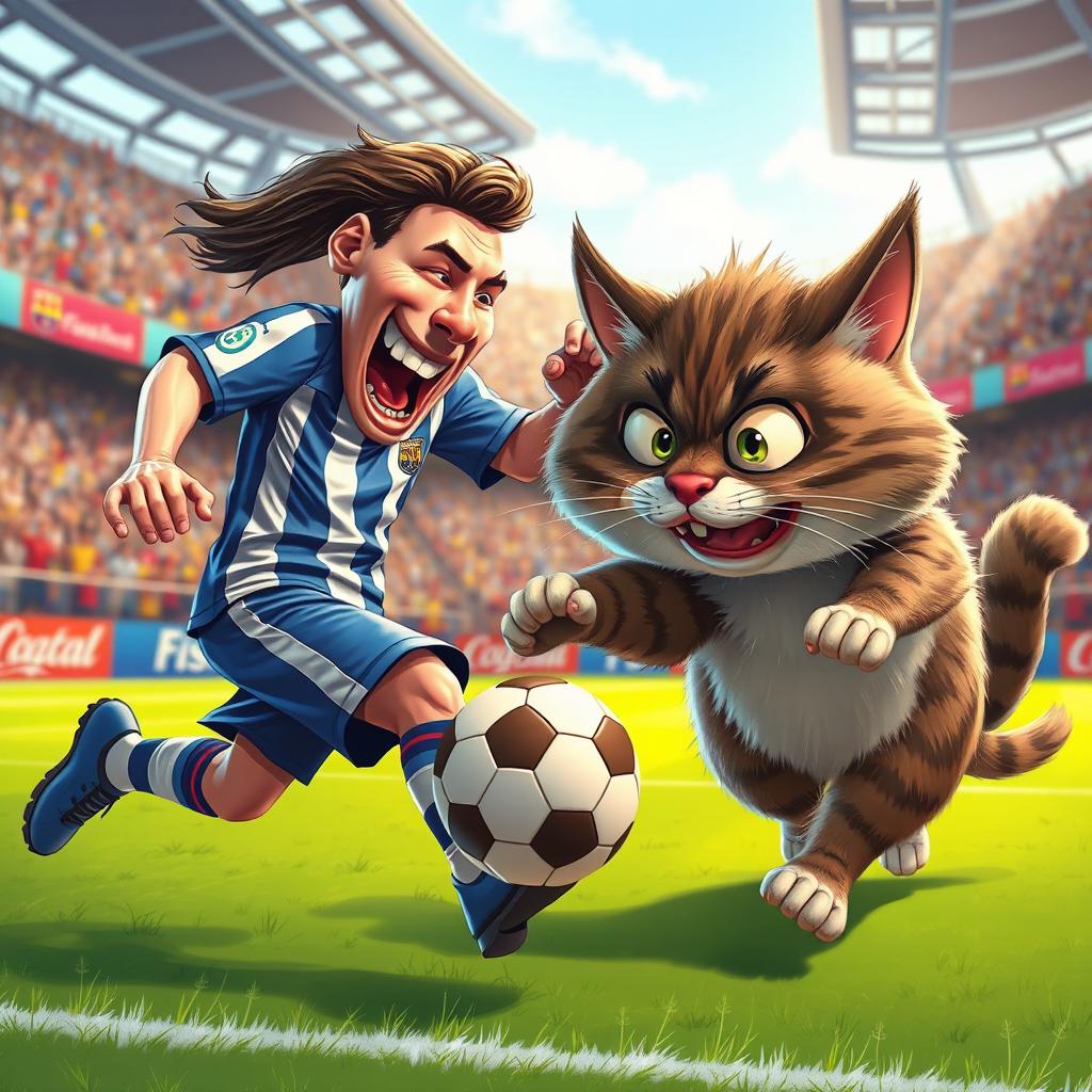 Epic Showdown: Soccer Star vs. Fluffy Feline!
