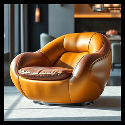 A stunning Bugatti-inspired chair featuring a sleek design with a combination of brown and mustard colors