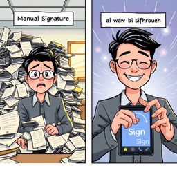 A two-panel comic illustration