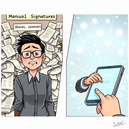A two-panel comic illustration