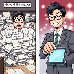 A two-panel comic illustration