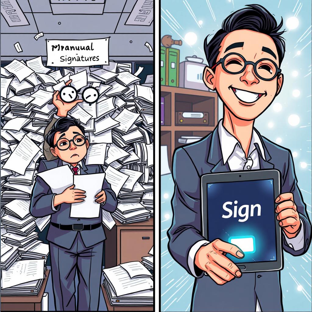 A two-panel comic illustration