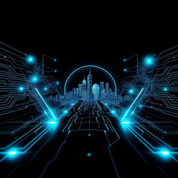A visually striking and modern tech-themed cover photo featuring futuristic technology elements such as circuit patterns, glowing lines, and abstract geometrical shapes