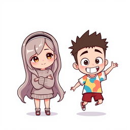 A pair of chibi avatars depicting a couple, each character separate from the other