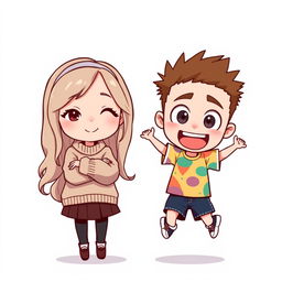 A pair of chibi avatars depicting a couple, each character separate from the other