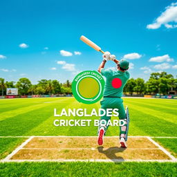 A creative depiction of the Bangladesh Cricket Board logo integrated into a vibrant cricket scene
