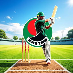 A creative depiction of the Bangladesh Cricket Board logo integrated into a vibrant cricket scene