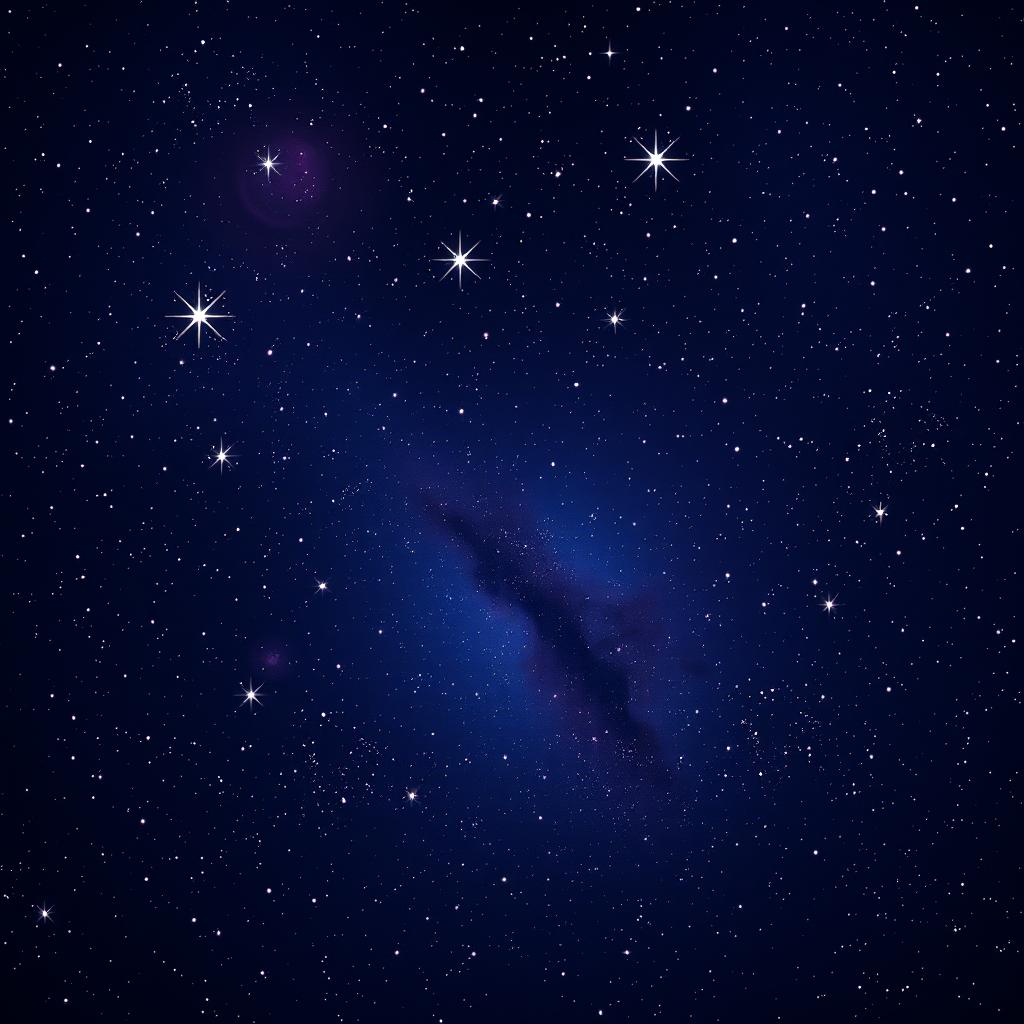 A stunning digital artwork of a starry night sky, filled with countless shimmering stars scattered across the deep, dark blue canvas of space