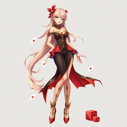 A tall, graceful female character embodying a casino theme