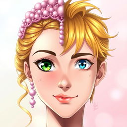 A realistic anime-style portrait of a split face featuring a girl on one side and a boy on the other