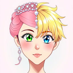 A realistic anime-style portrait of a split face featuring a girl on one side and a boy on the other