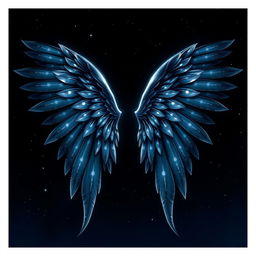 A pair of beautifully detailed angel wings, designed with a theme of shadow, moonlight, and ethereal beauty