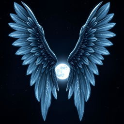 A pair of beautifully detailed angel wings, designed with a theme of shadow, moonlight, and ethereal beauty