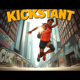 A dynamic scene depicting a powerful and inspiring kickstart moment, showcasing a person energetically launching themselves into a new adventure