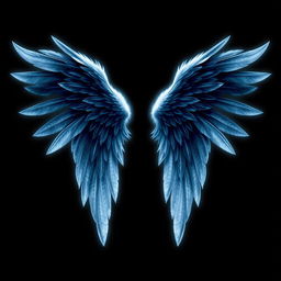 An ethereal angel wing design inspired by shadow moonlight, featuring intricate feathers with a glowing moonlight effect
