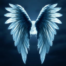 A pair of angel wings designed with a shadowy moonlight theme