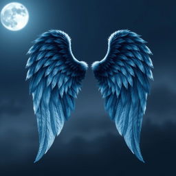 A pair of angel wings designed with a shadowy moonlight theme