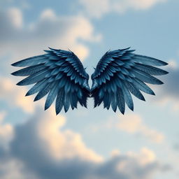 A pair of angel wings featuring a shadow moonlight theme, designed with intricate details