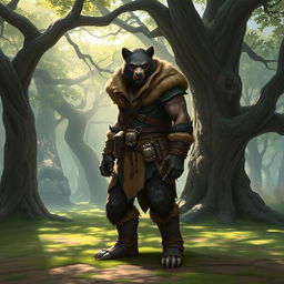 A powerful bear shifter D&D race character, showcasing a half-human half-bear hybrid