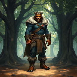 A powerful bear shifter D&D race character, showcasing a half-human half-bear hybrid