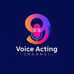 A logo design for a voice acting channel featuring the number '9' prominently