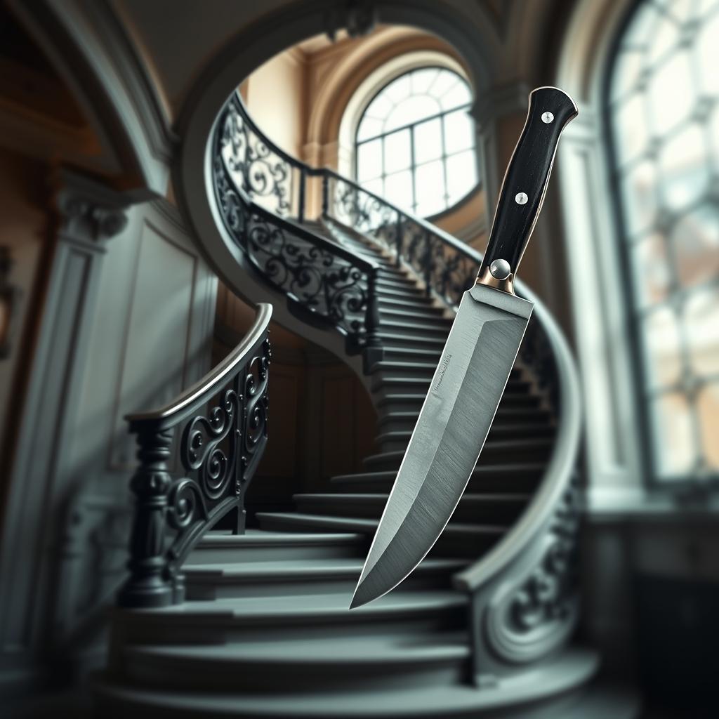 Dramatic Staircase & Knife - A Photomontage