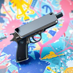 A unique and creative photomontage of a smartphone cleverly designed to resemble a gun