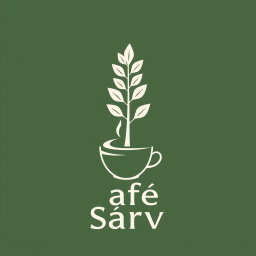 A clean and minimalist logo for 'Café Sarv' featuring a stylized Persian cypress tree (Sarv) and a coffee cup