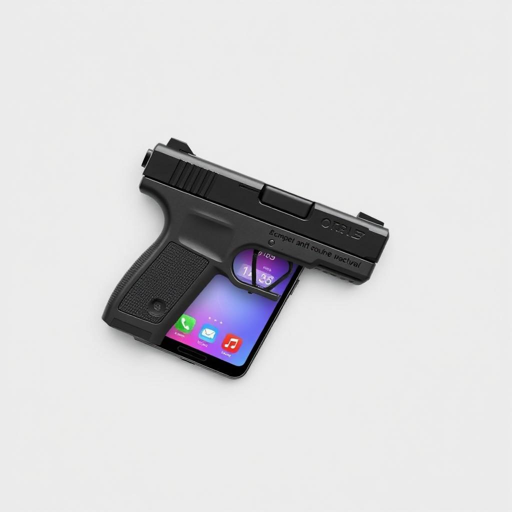 A creative photomontage of a mobile phone designed to resemble a simple gun
