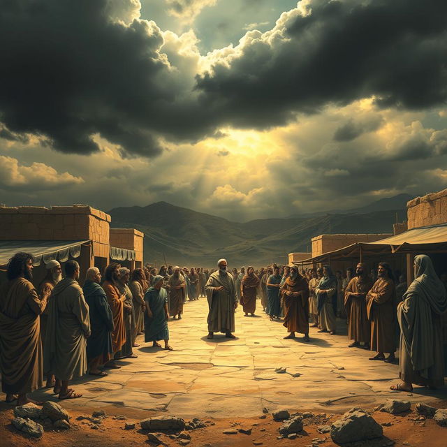 An imaginative artistic representation of an alternate history scenario where the prophet Isaiah never foretold about the Messiah
