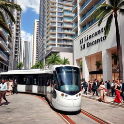 A modern Caribbean city scene filled with tall, contemporary buildings