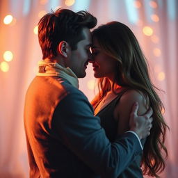 An artistic representation of intimacy and connection between two adults, emphasizing the emotional and physical aspects of their relationship