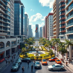A futuristic view of La Habana with modern capitalist infrastructure showcasing numerous modern buildings and beautiful architecture