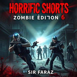 A captivating book cover for 'Horrific Shorts: Zombie Edition 6' by Sir Faraz