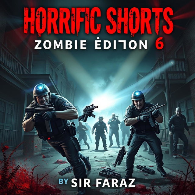 A captivating book cover for 'Horrific Shorts: Zombie Edition 6' by Sir Faraz